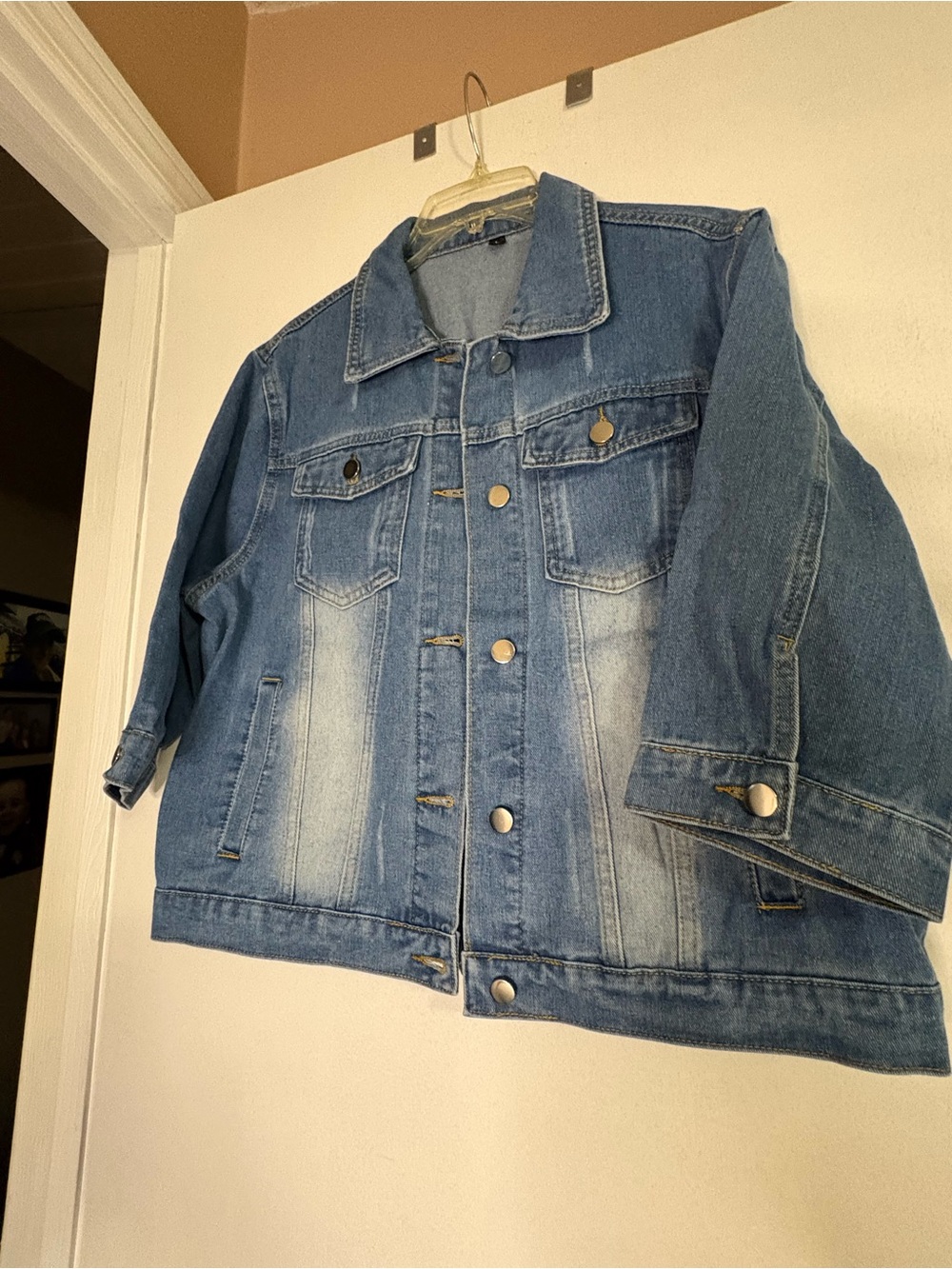 Amazon Light Blue Women's Denim Jacket with Button Front